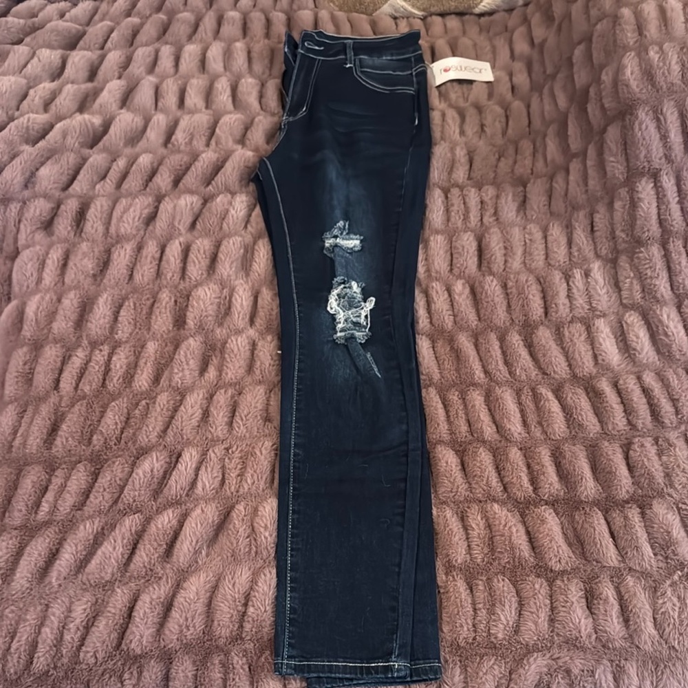 Dark Blue Distressed Women Jeans